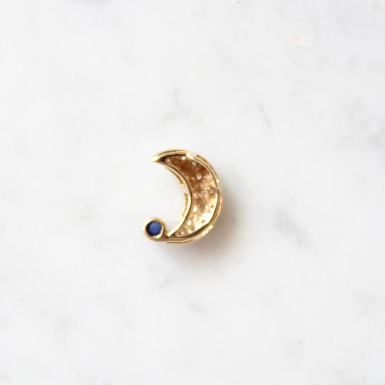 Diamond & Sapphire Moon Pendant