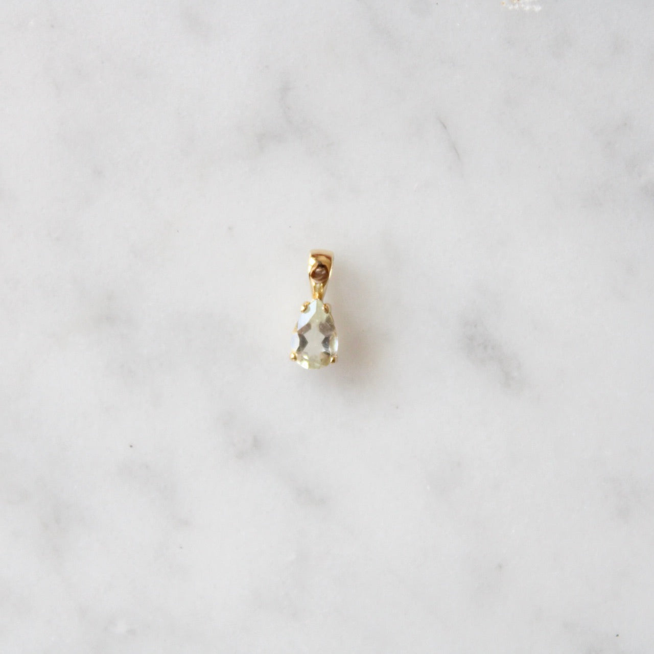 Tiny Green Amethyst Drop Pendant