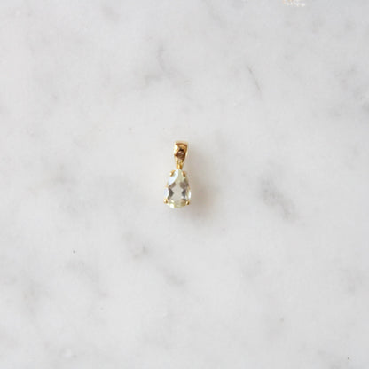 Tiny Green Amethyst Drop Pendant