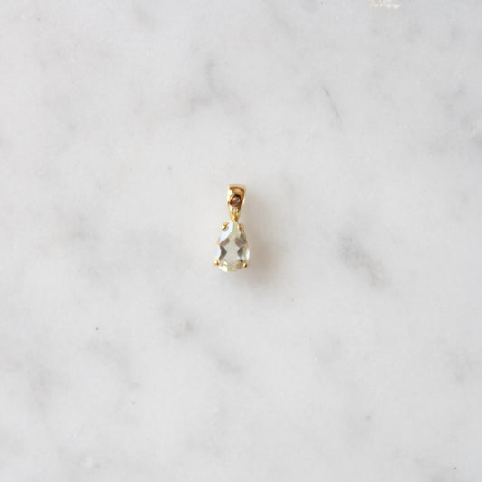Tiny Green Amethyst Drop Pendant