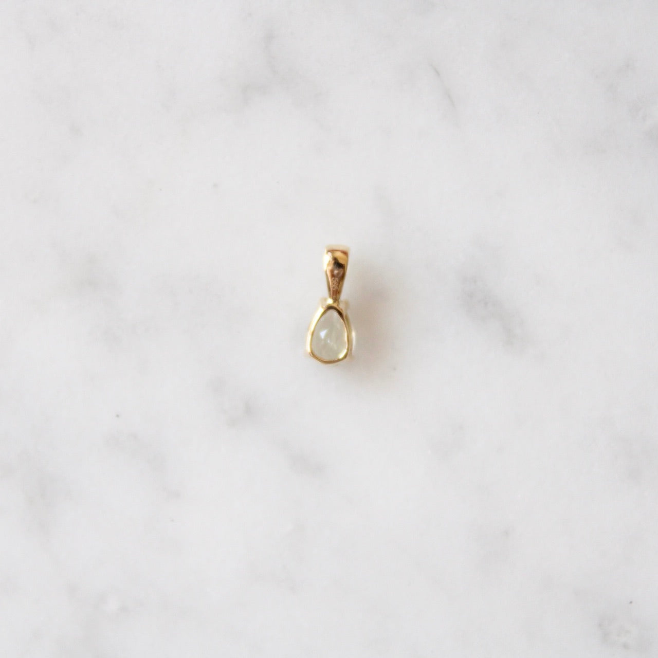Tiny Green Amethyst Drop Pendant