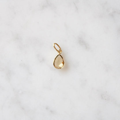 Tiny Citrine Drop Pendant