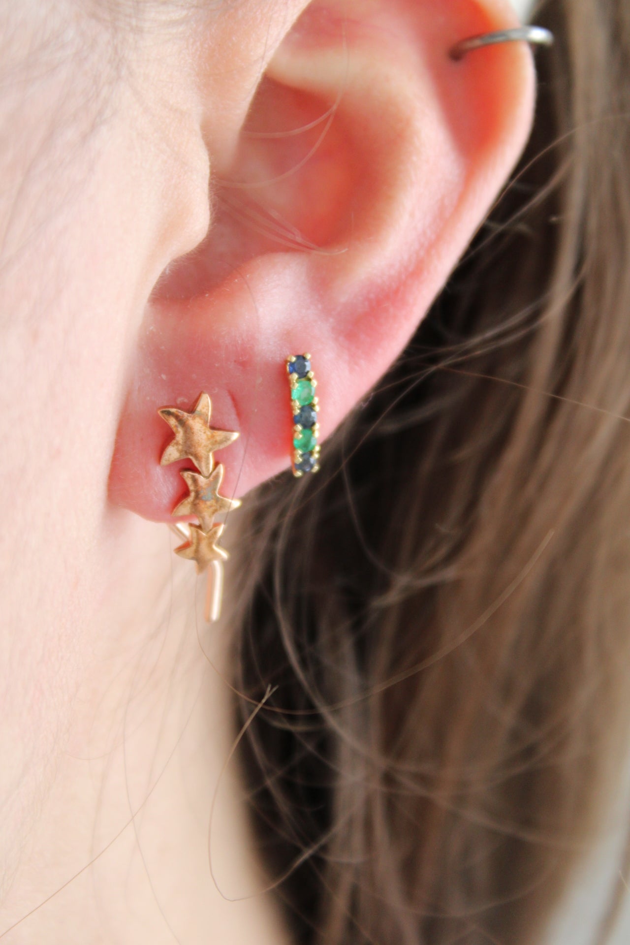 Single Triple Star Earring