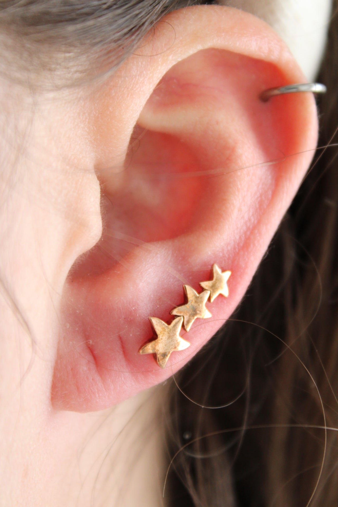 Single Triple Star Earring