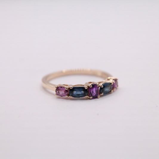 Blue & Pink Sapphire Row Ring