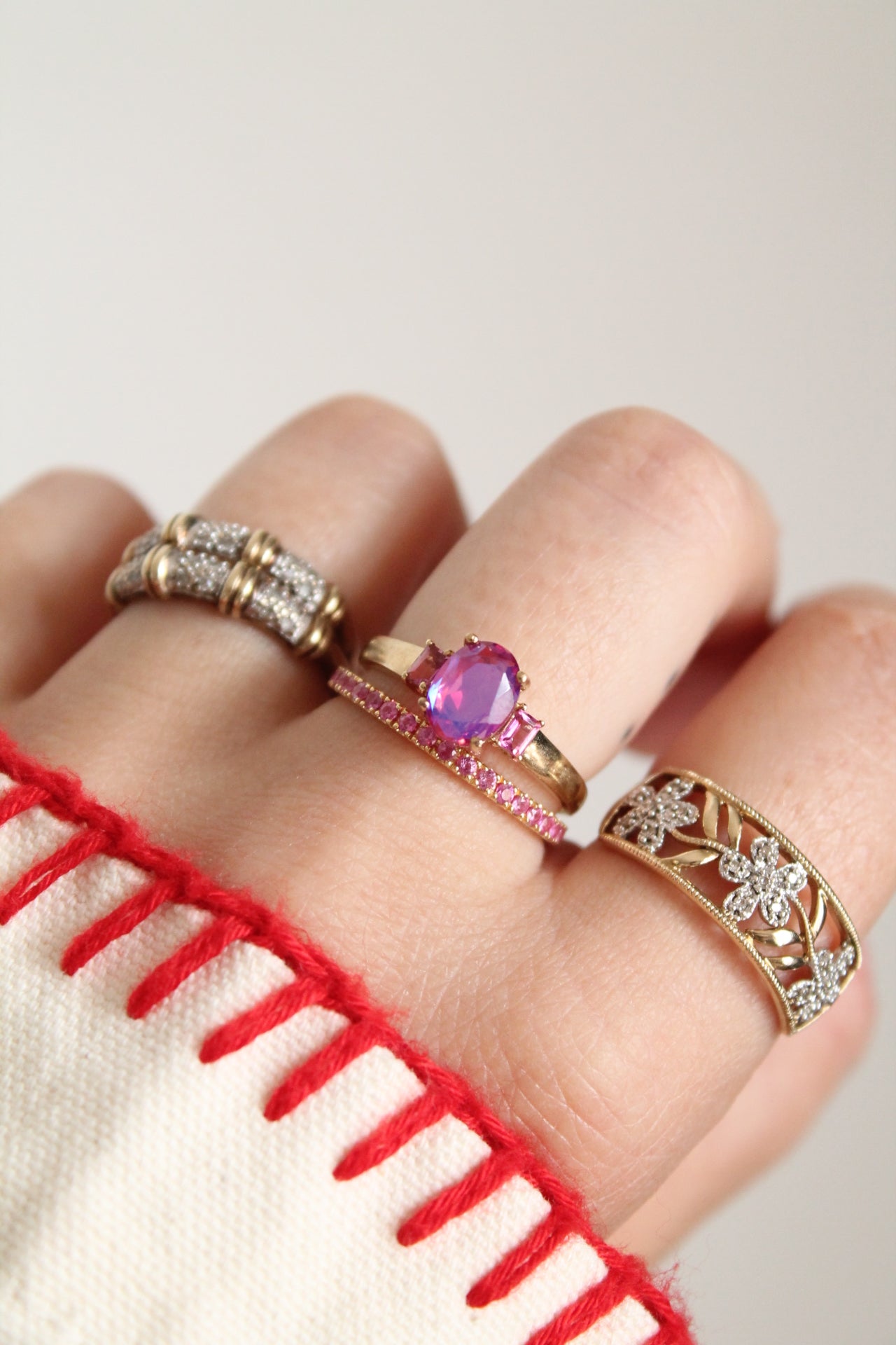 Diamond Flower Band Ring