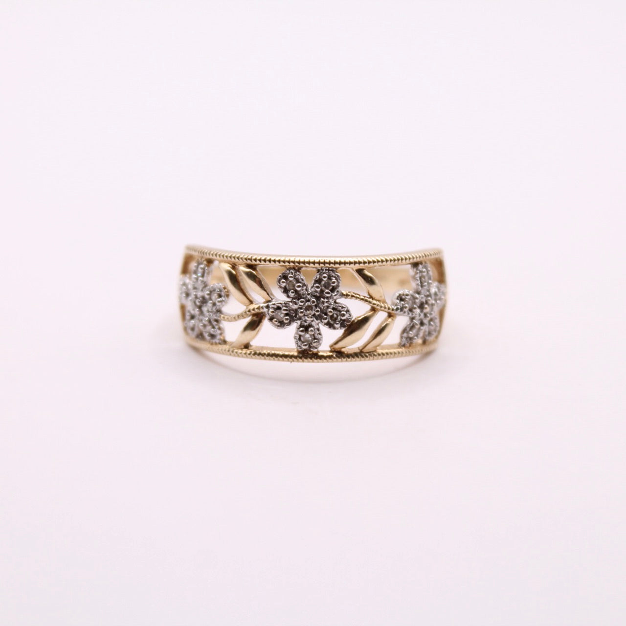 Diamond Flower Band Ring