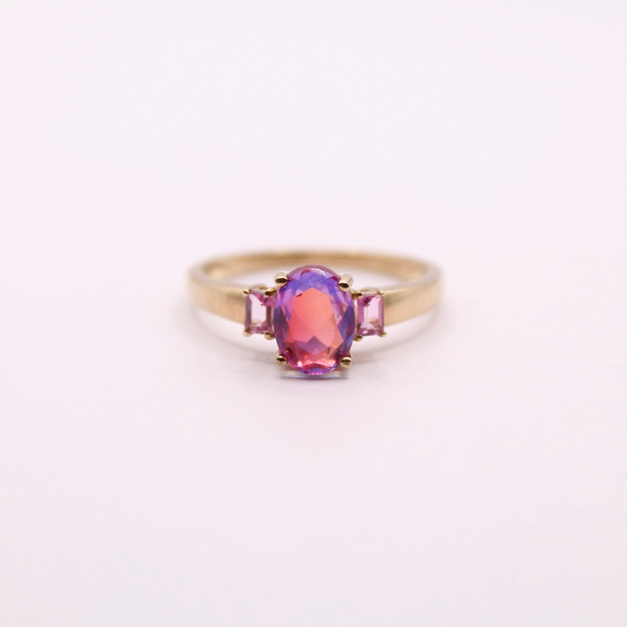 Pink Mystic Topaz Trilogy Ring