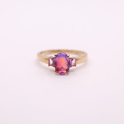 Pink Mystic Topaz Trilogy Ring
