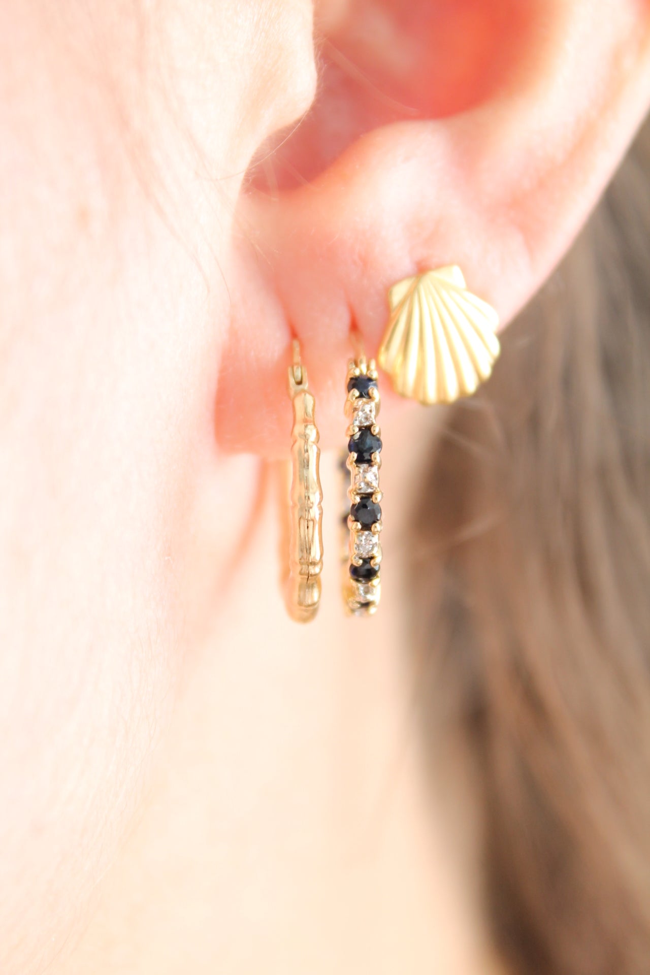 Sapphire & Diamond Hoop Earrings
