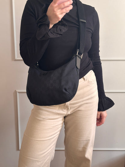 Gucci GG Half Moon Canvas Shoulder Bag