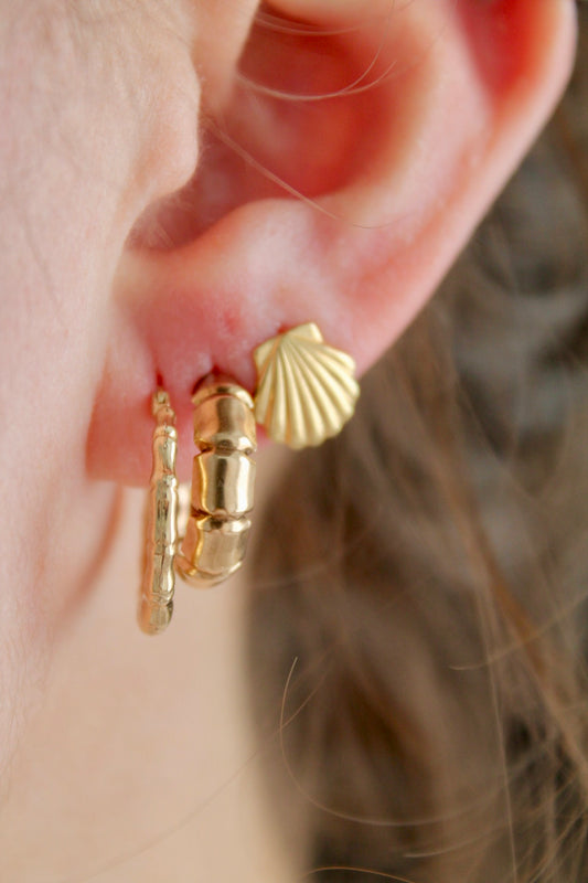 3/4 Bamboo Hoop Earrings