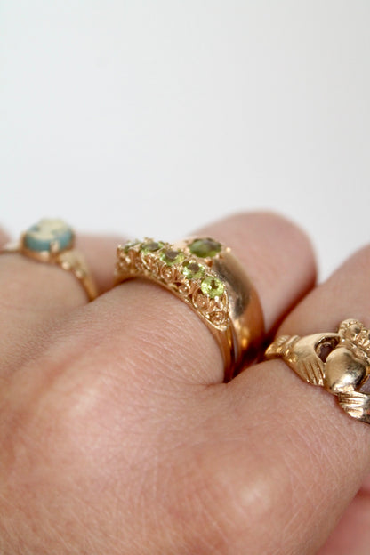 Victorian Peridot Row Ring