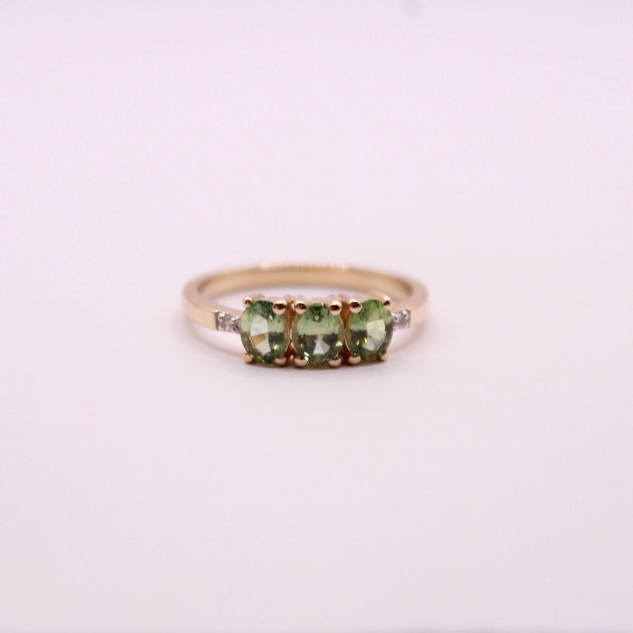 Green Sapphire Trilogy Ring