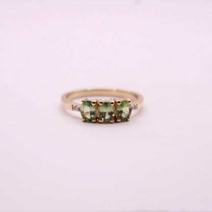 Green Sapphire Trilogy Ring