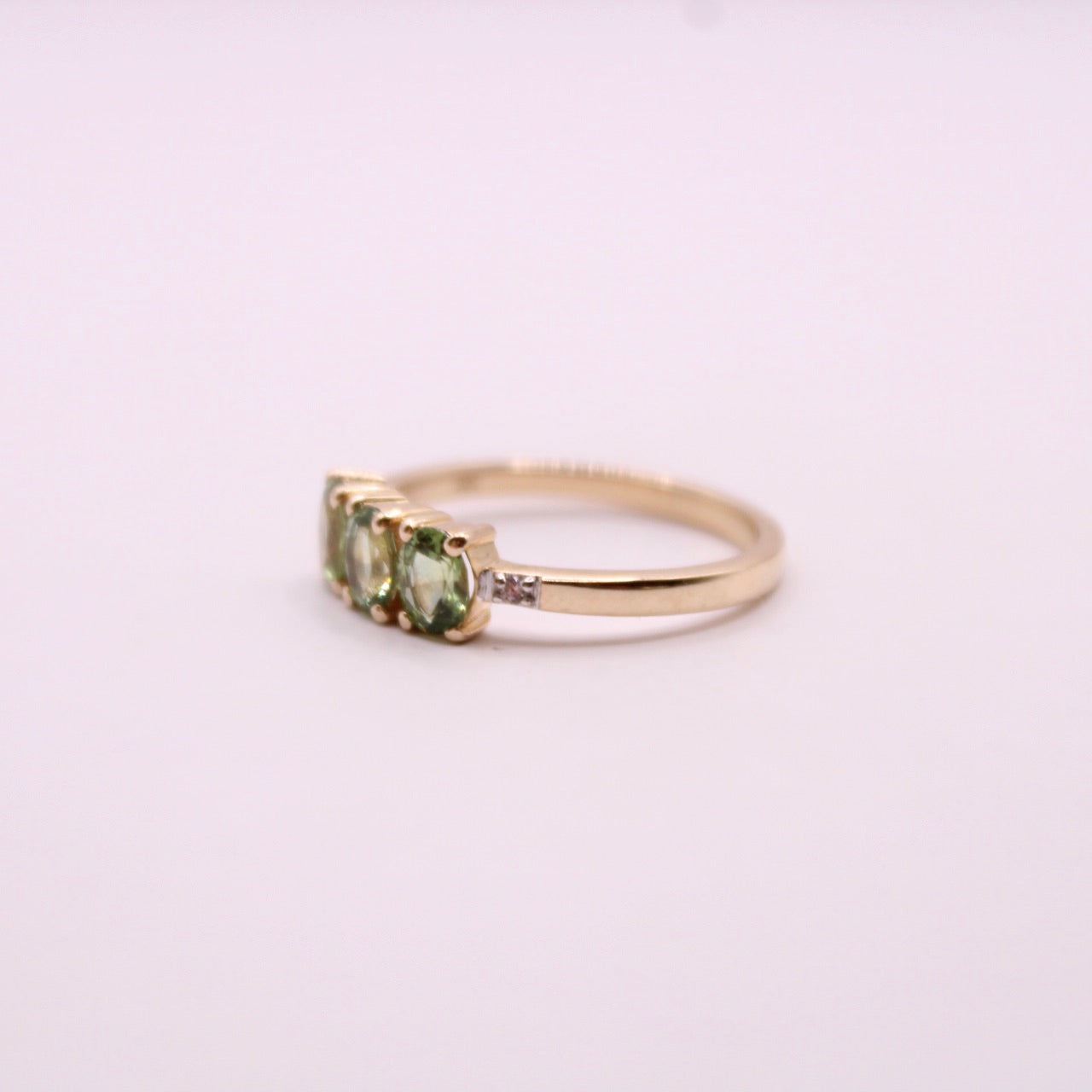 Green Sapphire Trilogy Ring