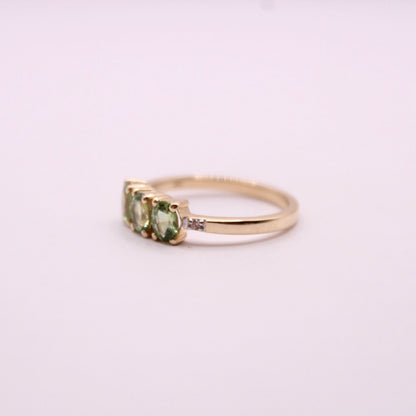 Green Sapphire Trilogy Ring