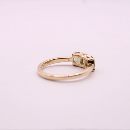 Green Sapphire Trilogy Ring