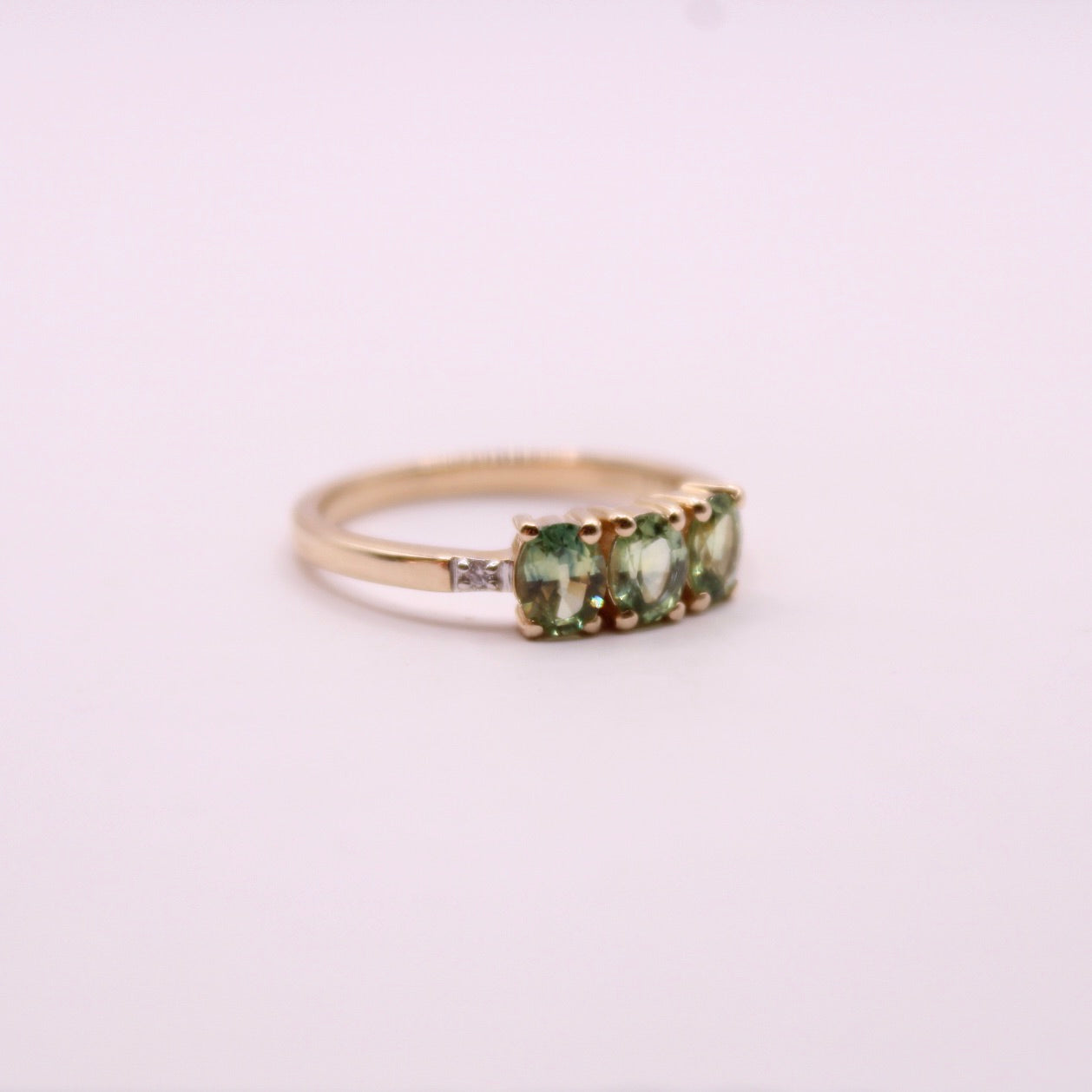Green Sapphire Trilogy Ring