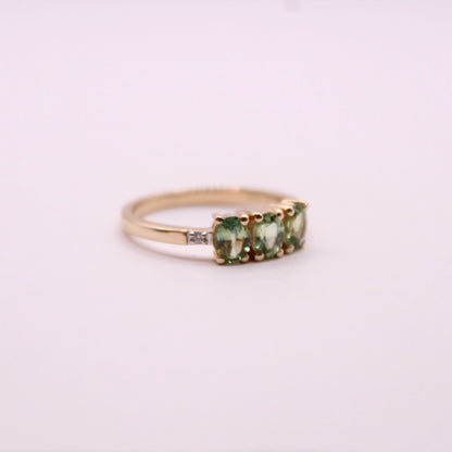 Green Sapphire Trilogy Ring