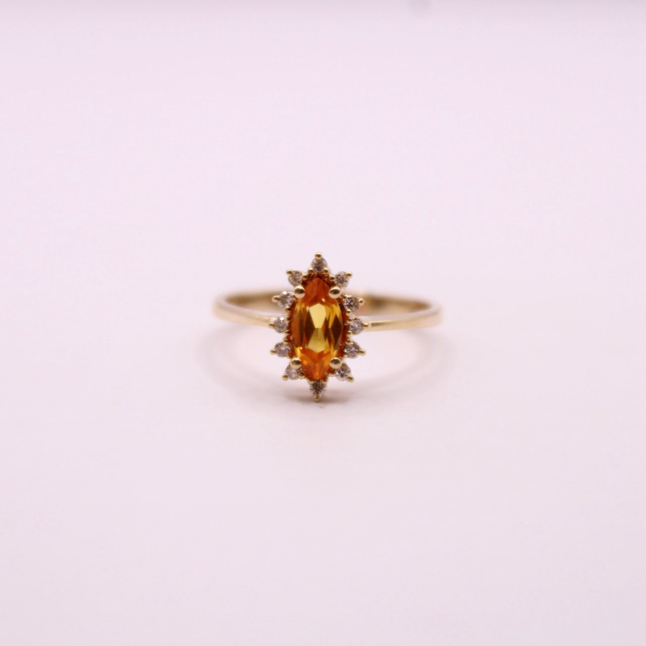 Orange Sapphire & Diamond Cluster Ring