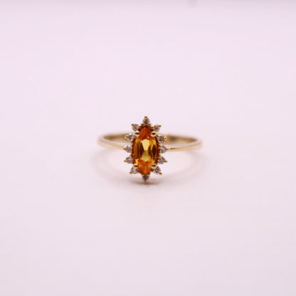 Orange Sapphire & Diamond Cluster Ring
