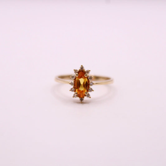 Orange Sapphire & Diamond Cluster Ring