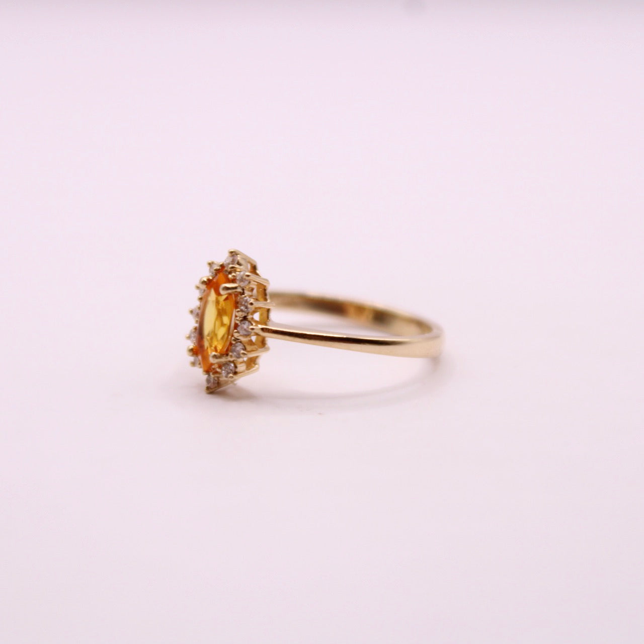 Orange Sapphire & Diamond Cluster Ring