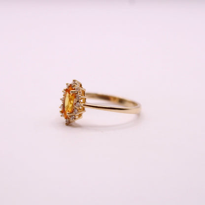 Orange Sapphire & Diamond Cluster Ring