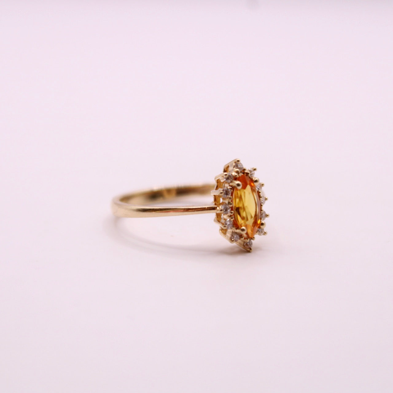 Orange Sapphire & Diamond Cluster Ring