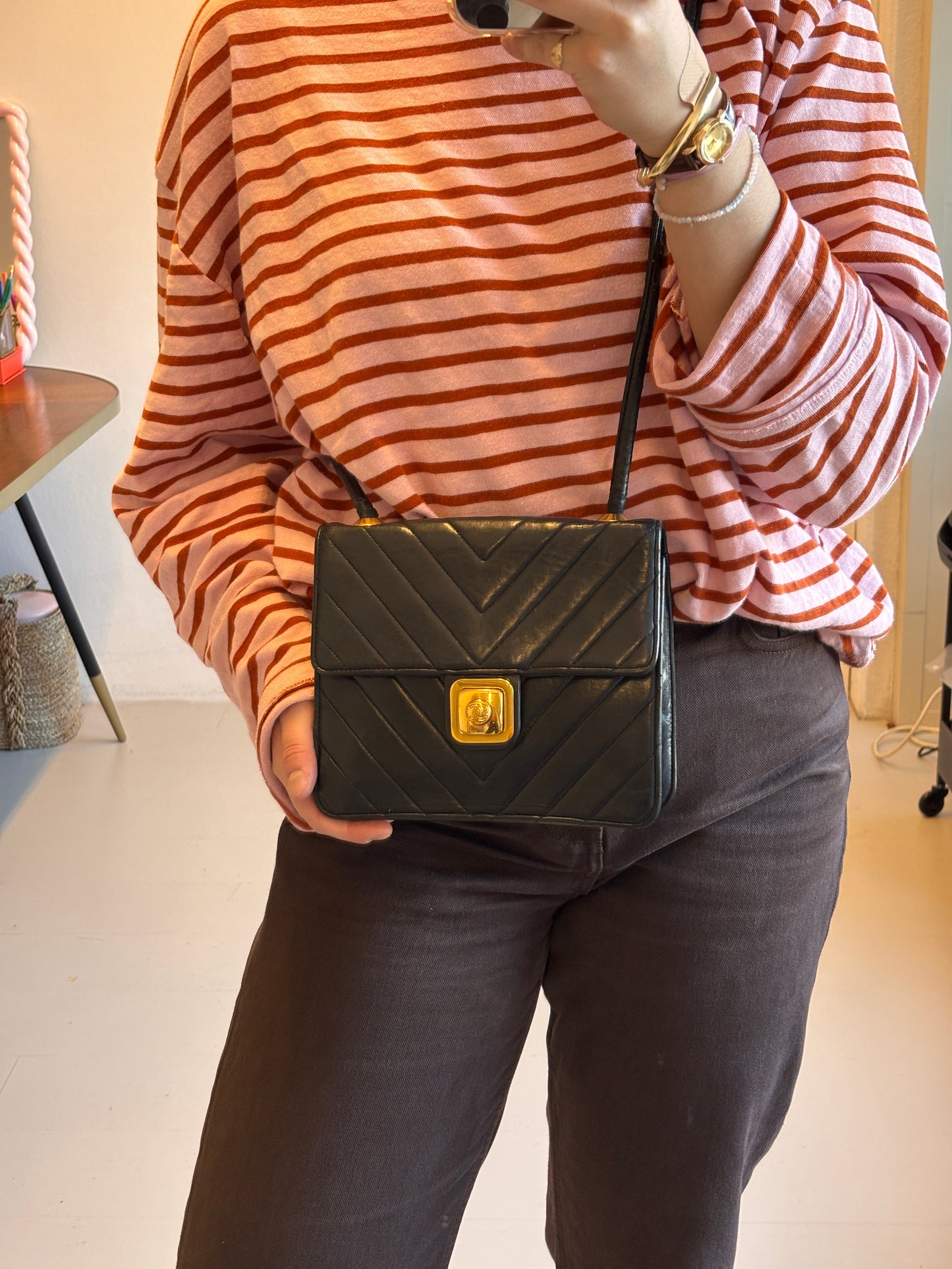 Chanel V Stitch Lamb Skin Shoulder Bag