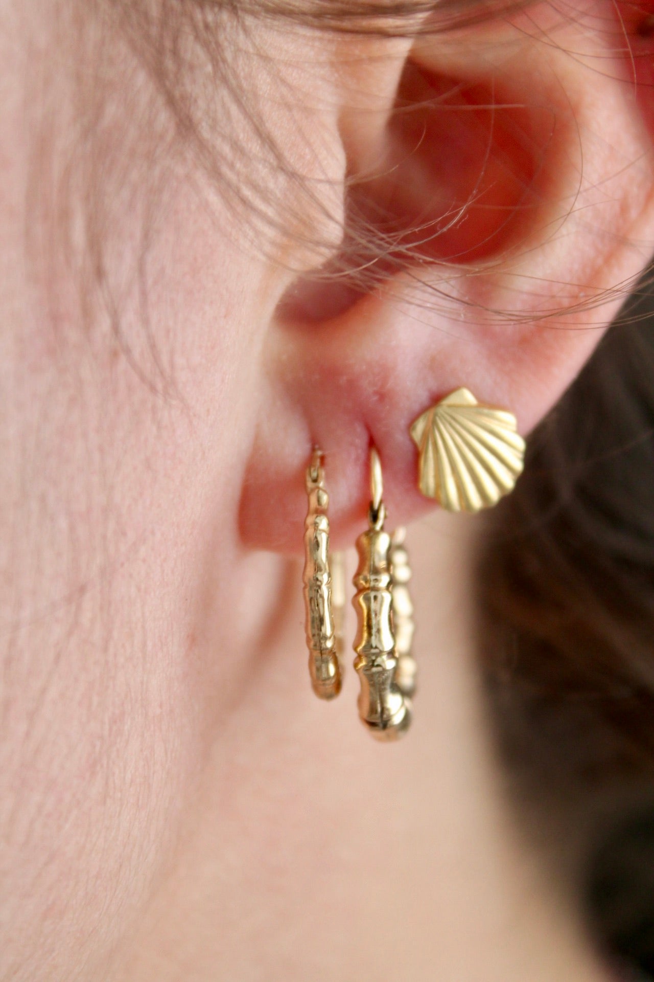 Chunky Bamboo Hoop Earrings