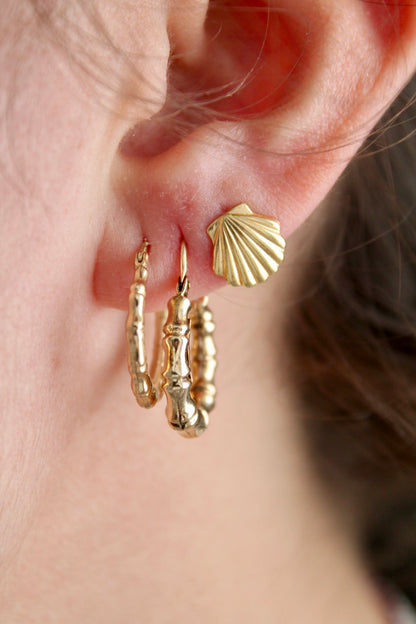 Chunky Bamboo Hoop Earrings