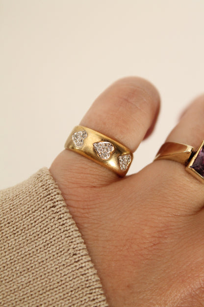 Diamond Hearts Band Ring