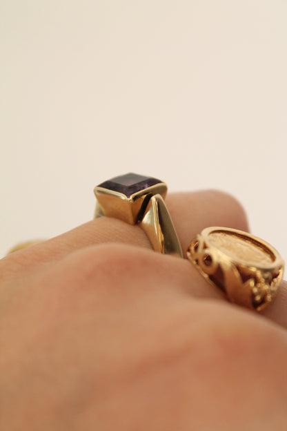 Square Amethyst Statement Ring