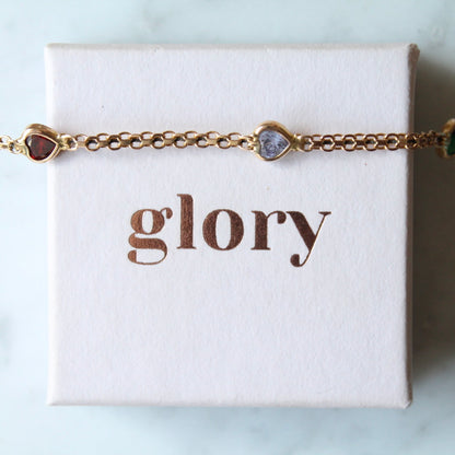 Multi Gem Hearts Bracelet