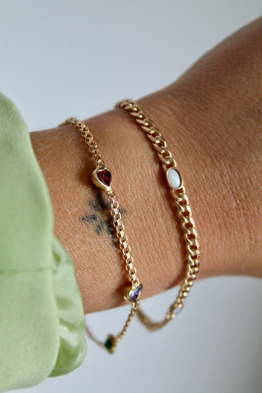 Multi Gem Hearts Bracelet