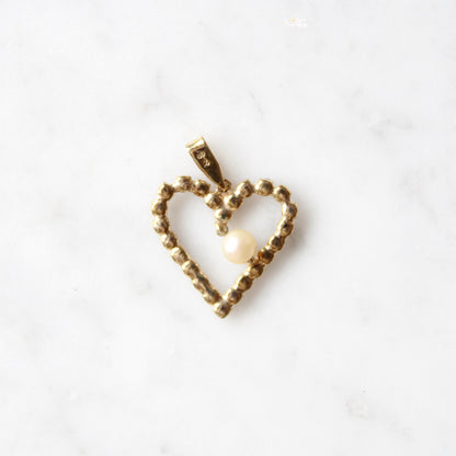 Dangling Pearl & Garnet Heart Pendant