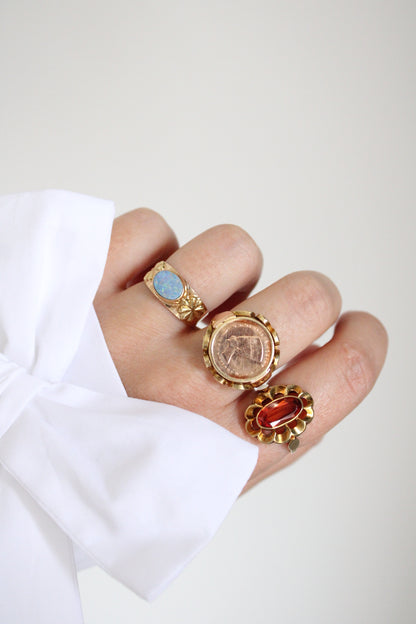 Orange Sapphire Flower Ring