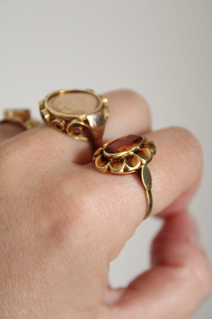 Orange Sapphire Flower Ring