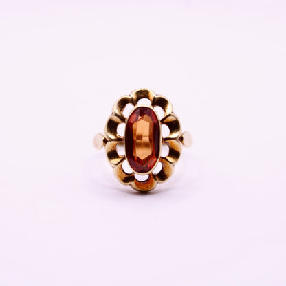 Orange Sapphire Flower Ring