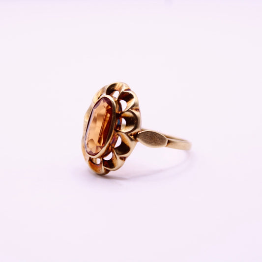 Orange Sapphire Flower Ring