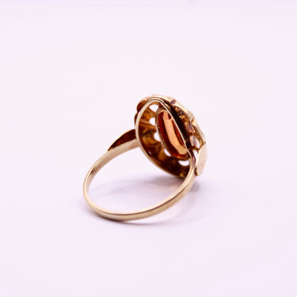 Orange Sapphire Flower Ring