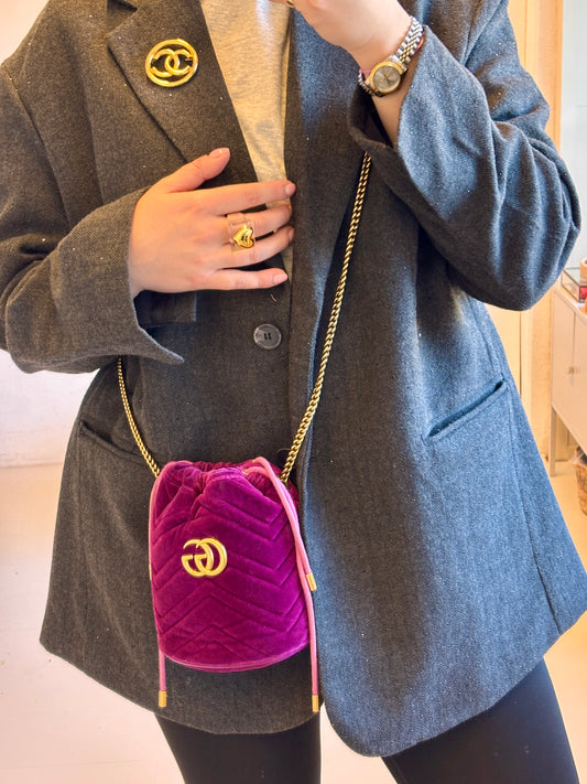 Gucci GG Marmont Velvet Bucket Bag