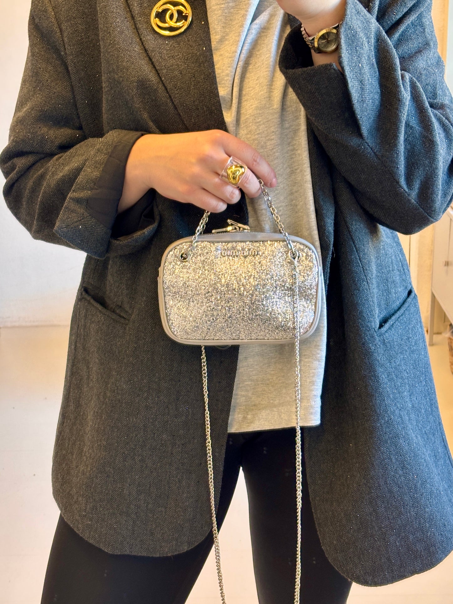 Miu Miu Glitter Pouch/Shoulder Bag