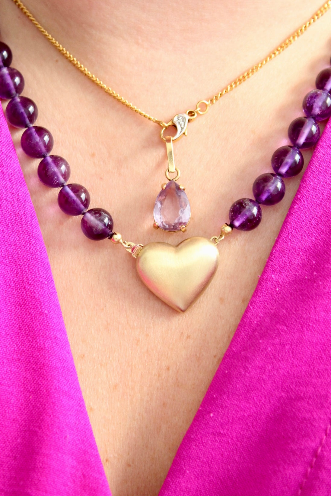 Heart Lock Amethyst Necklace