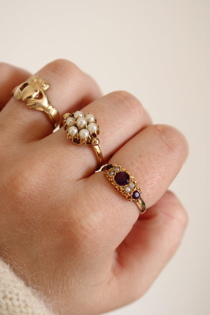 Antique Amethyst & Seedpearl Ring