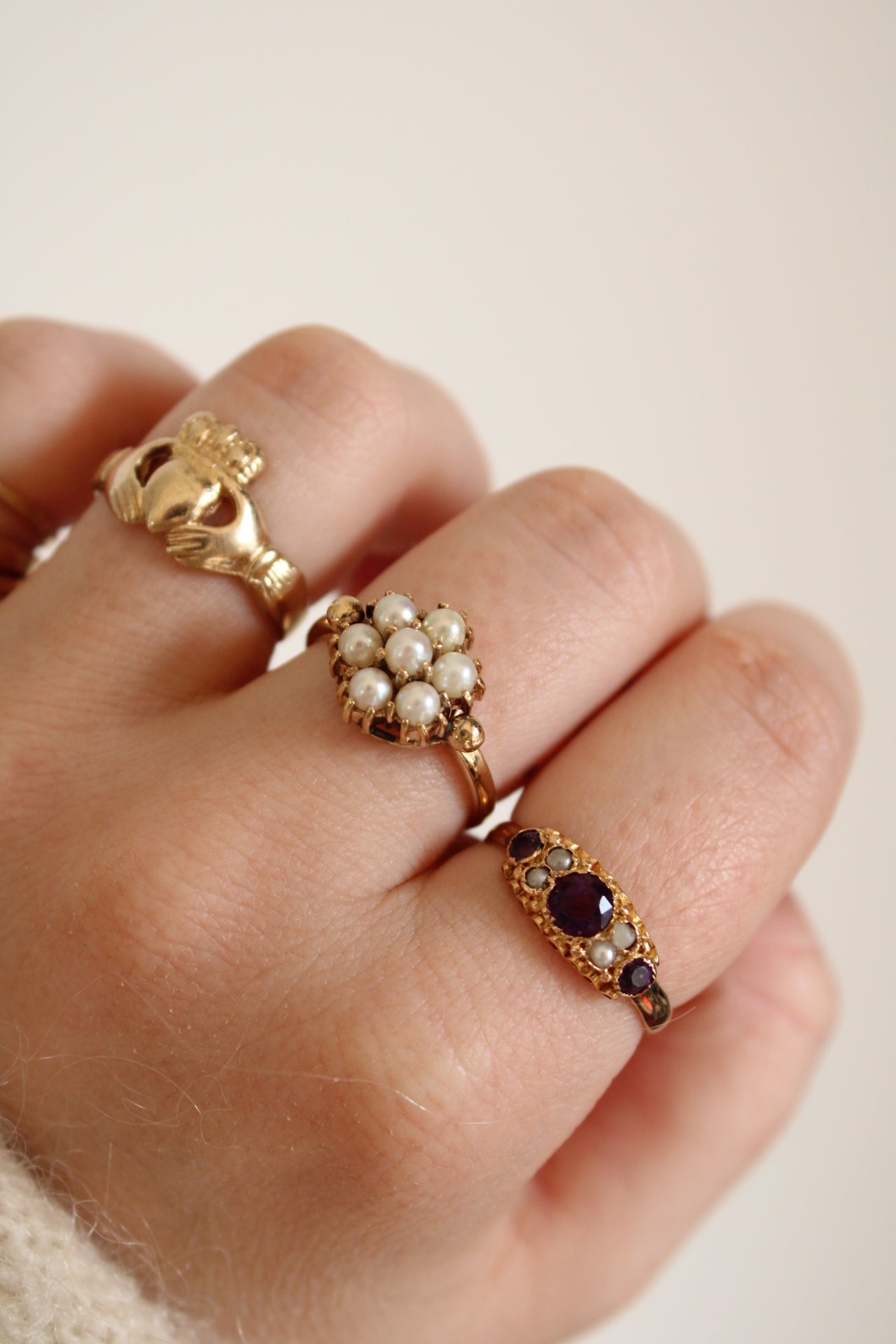 Antique Amethyst & Seedpearl Ring