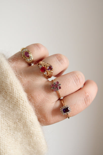 Amethyst Crown Wishbone Ring