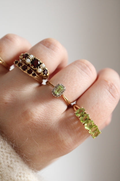 Peridot & Diamond Cluster Ring